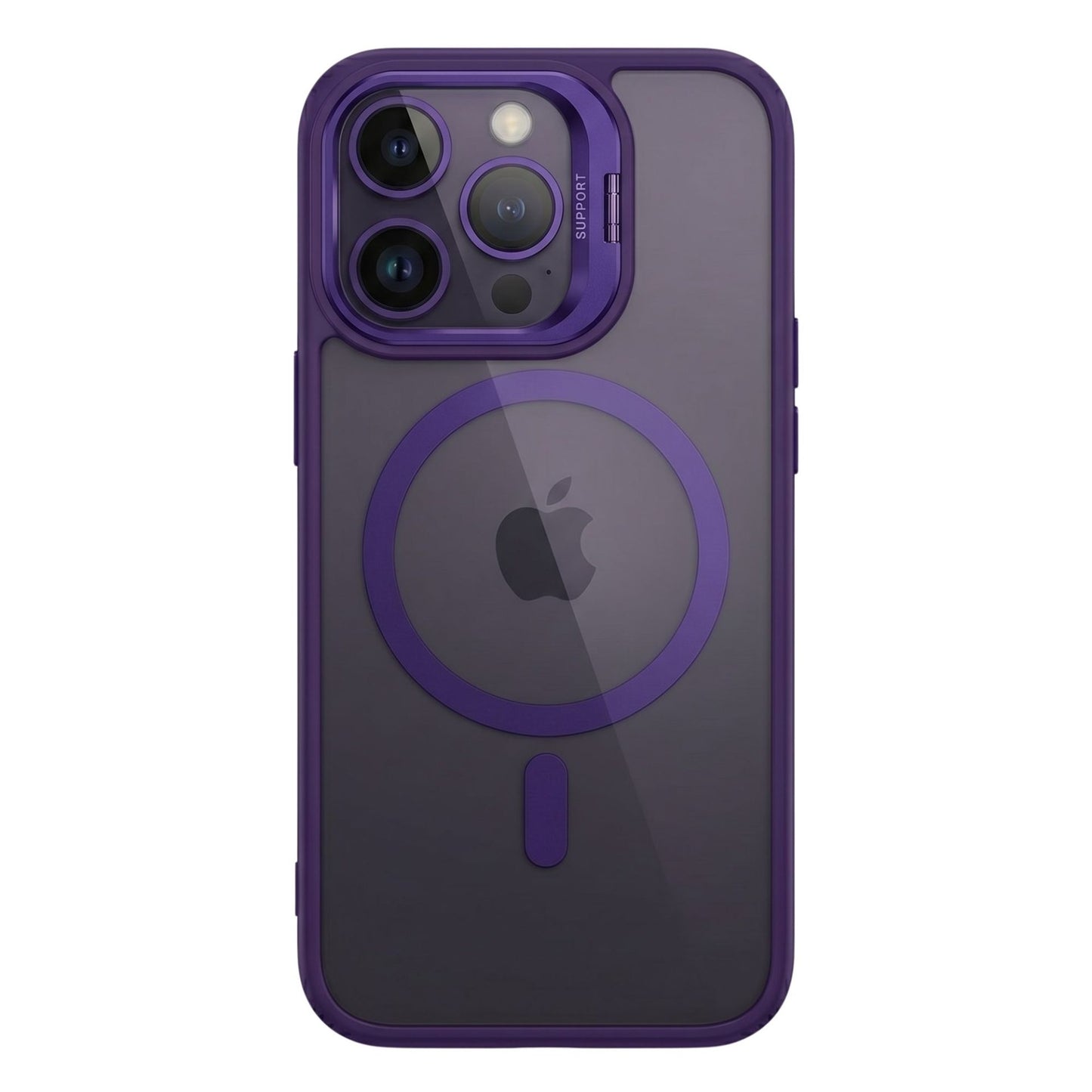 Husa de Protectie Telefon, Klevo, Compatibila cu iPhone 17 Pro Max, MagSafe, Acrylic, Suport Metalic Protectie Camera, Anti-Soc, Mov/Inchis