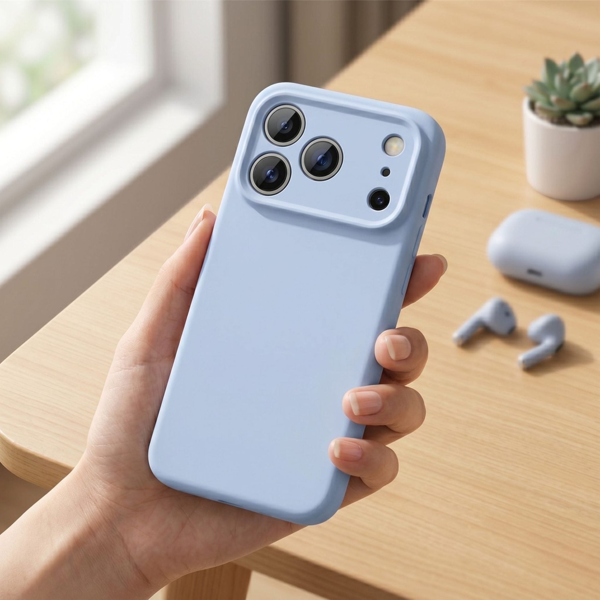 Husa de Protectie Telefon, Klevo, Compatibila cu iPhone 17 Pro Max, Silicon Premium Antisoc, Protectie Completa 360, Design Modern, Anti-Zgirieturi, Interior Microfibra, Albastru