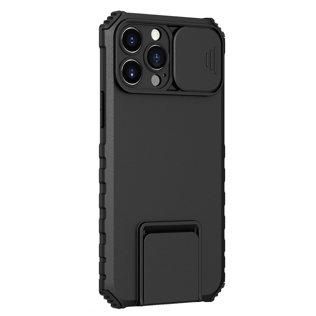 Husa Defender cu Stand pentru Samsung Galaxy A32 4G, Negru, Suport reglabil, Antisoc, Protectie glisanta pentru camera, Klevo