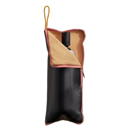 Husa Depozitare Umbrela, Klevo, Impermeabila, Interior Microfibra, cu Fermoar, 28 x 12 cm, Negru/Portocaliu