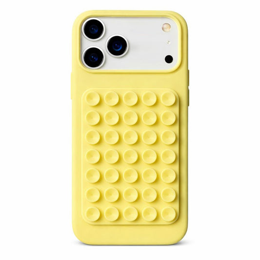 Husa din Silicon pentru iPhone 17 Pro, Klevo, Carcasa de Protectie cu Ventuze, din Cauciuc Moale Rezistenta la Socuri, Galben