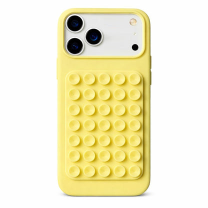 Husa din Silicon pentru iPhone 17 Pro Max, Klevo, Carcasa de Protectie cu Ventuze, din Cauciuc Moale Rezistenta la Socuri, Galben