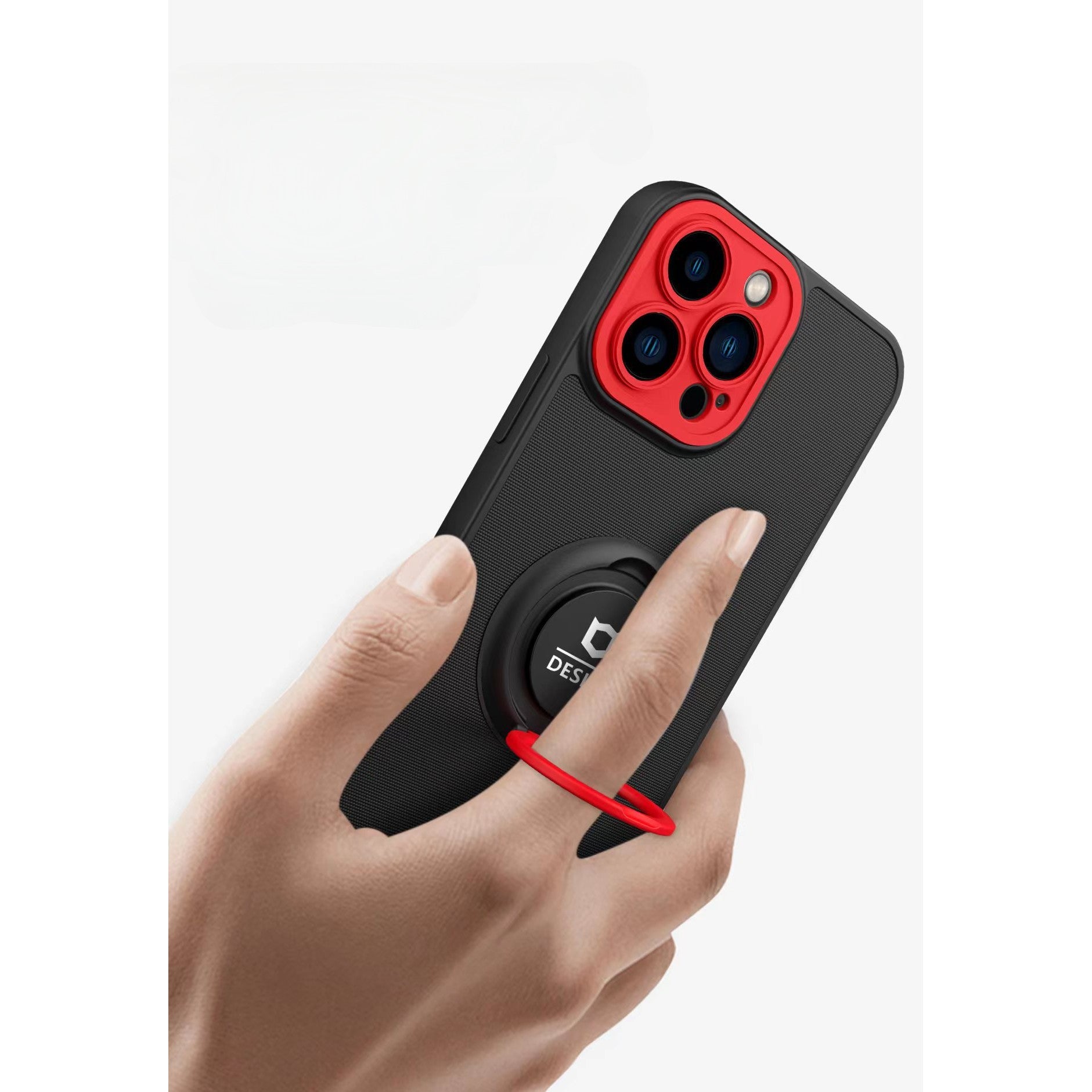 Husa de protectie Eagle eye pentru Apple iPhone 14, Rezistenta la socuri, Protectie camera, Cu inel de prindere magnetic negru, rosu, Negru