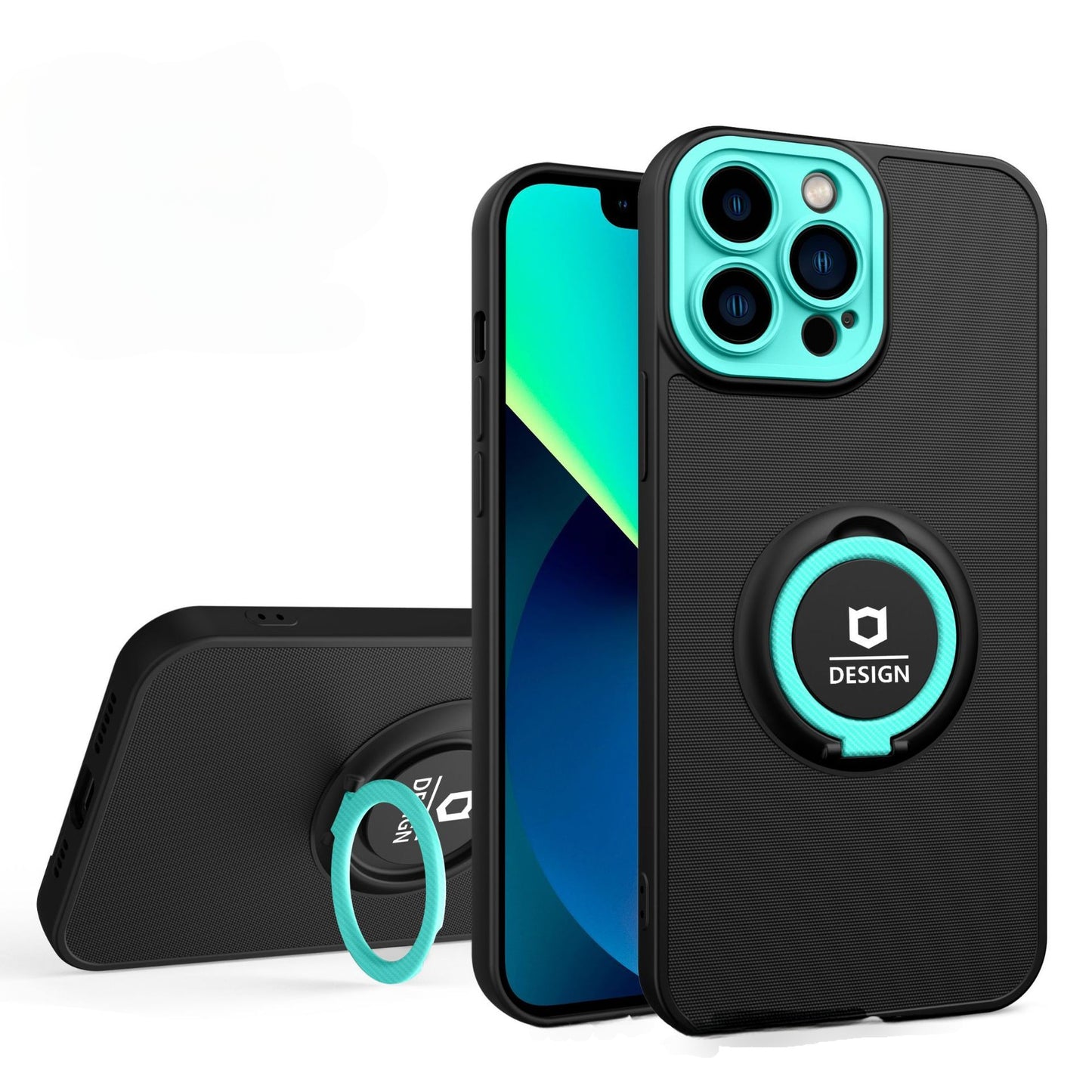 Husa Eagle Eye cu Stand pentru Apple iPhone 14 Pro (6.1) Negru/Turcoaz, Suport Auto Magnetic, Protectie Antisoc, Klevo