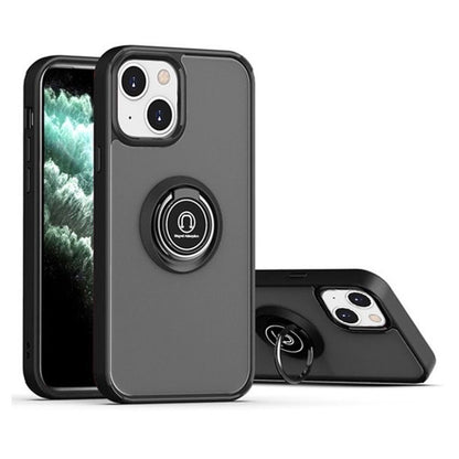 Husa Anti Fall Metal Bracket pentru Apple iPhone 14 Pro Max, Rezistenta la socuri, Margini colorate, Cu inel de prindere magnetic, Klevo, Negru