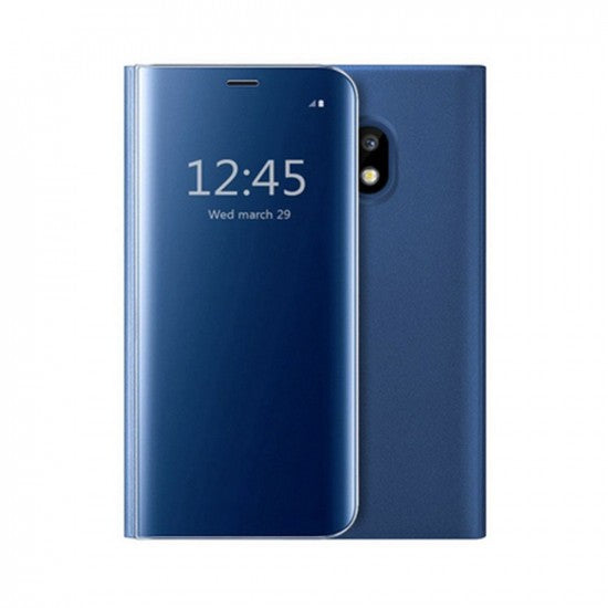 Husa Tip Carte, Klevo, Compatibila cu Huawei Mate 10 Lite, Flip Cover Oglinda, Albastru