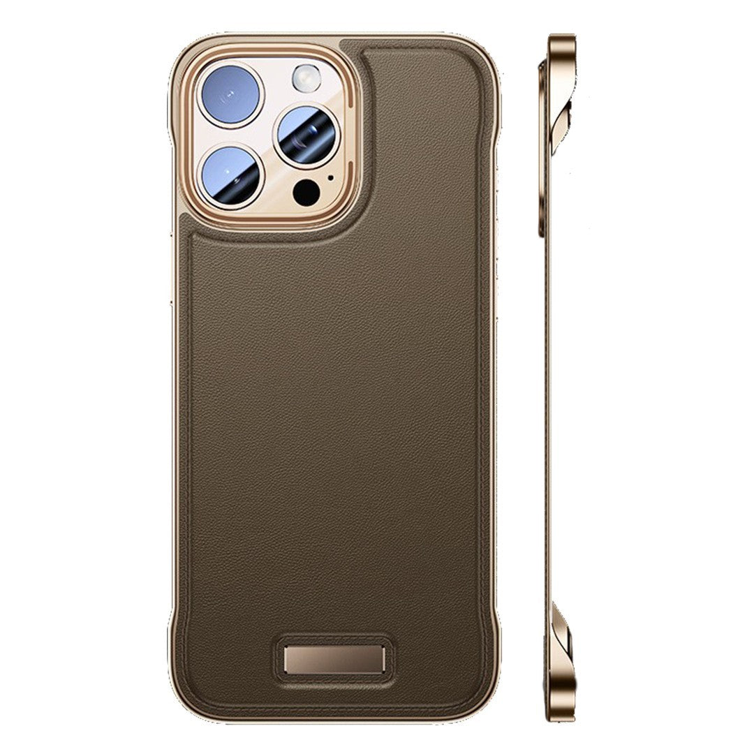 Husa pentru iPhone 16 Pro Max, husa de protectie pentru telefon, Klevo, Design Modern fara margini, Subtire, din Piele PU, Desert Gold