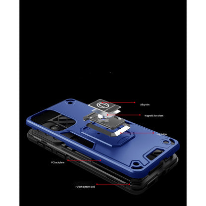 Husa Iron Warriors pentru iPhone 13 Pro, Klevo,  Hybrid Ring Holder Kickstand, Albastru inchis