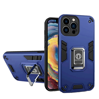 Husa Iron Warriors pentru iPhone 13 Pro, Klevo,  Hybrid Ring Holder Kickstand, Albastru inchis