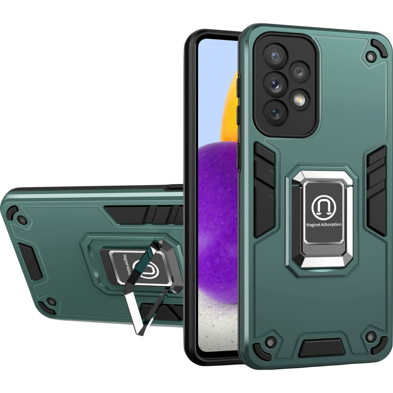 Husa Iron Warriors pentru iPhone 11, Klevo,  Hybrid Ring Holder Kickstand, Verde inchis