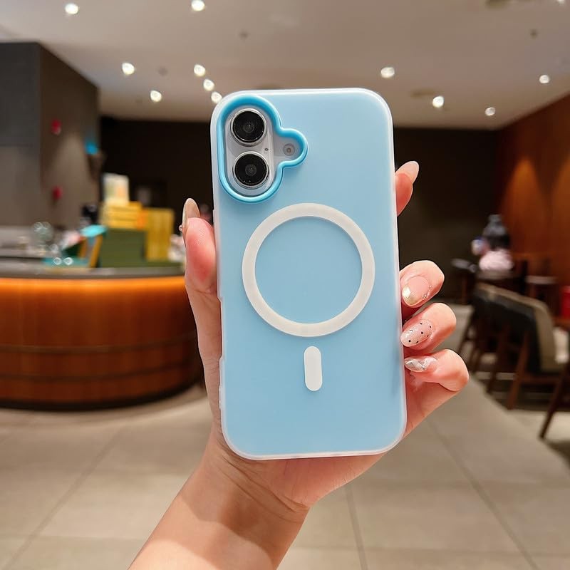 Husa Telefon Jelly Magnetic 2in1, Klevo, Compatibila cu Apple iPhone 17, din PC+TPU, Magsafe, Finisaj Mat, Albastru Deschis