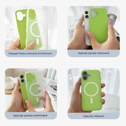 Husa Telefon Jelly Magnetic 2in1, Klevo, Compatibila cu Apple iPhone 17, din PC+TPU, Magsafe, Finisaj Mat, Verde