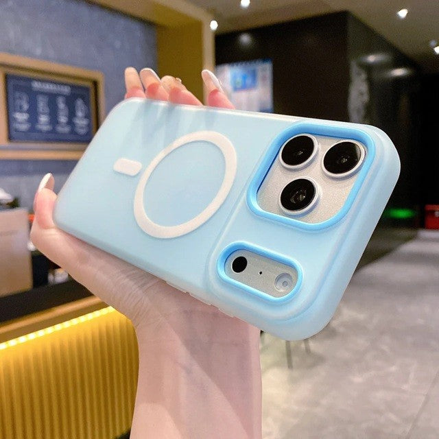 Husa Telefon Jelly Magnetic 2in1, Klevo, Compatibila cu Apple iPhone 17 Pro, din PC+TPU, Magsafe, Finisaj Mat, Albastru Deschis