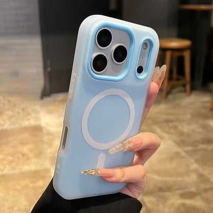 Husa Telefon Jelly Magnetic 2in1, Klevo, Compatibila cu Apple iPhone 17 Pro Max, din PC+TPU, Magsafe, Finisaj Mat, Albastru Deschis