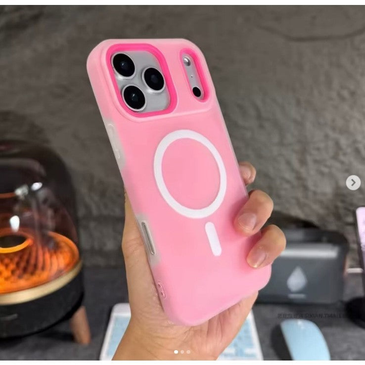 Husa Telefon Jelly Magnetic 2in1, Klevo, Compatibila cu Apple iPhone 17 Pro Max, din PC+TPU, Magsafe, Finisaj Mat, Roz