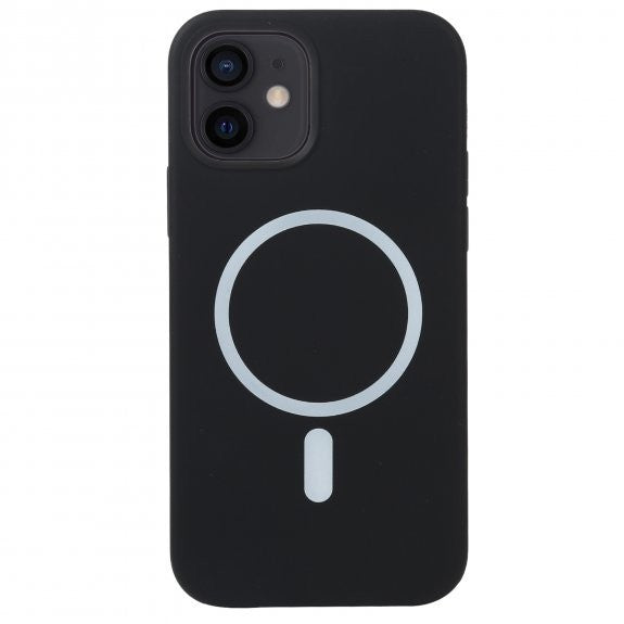 Husa MagSafe liquid large hole magnetic shell pentru Apple iPhone 11, Full Cover, Liquid Silicone, Magnetica, Incarcare Wireless, Klevo, Negru
