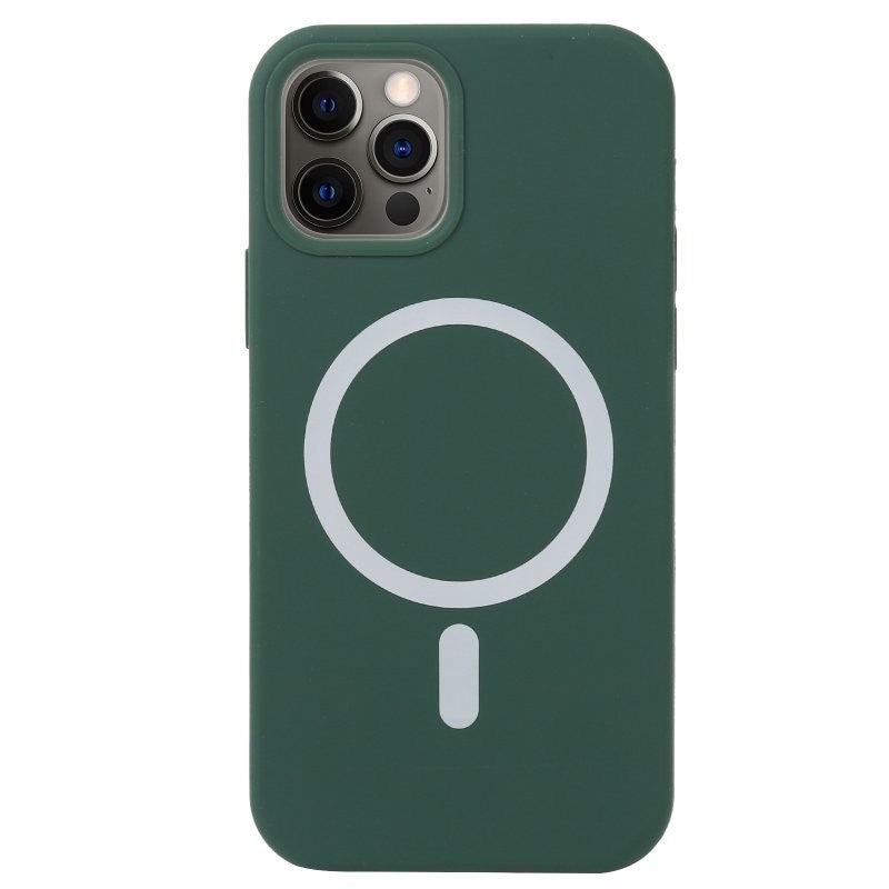 Husa MagSafe liquid large hole magnetic shell pentru Apple iPhone 11, Full Cover, Liquid Silicone, Magnetica, Incarcare Wireless, Klevo, Verde