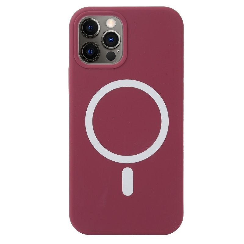 Husa MagSafe liquid large hole magnetic shell pentru Apple iPhone 13, Full Cover, Liquid Silicone, Magnetica, Incarcare Wireless, Klevo, Mov
