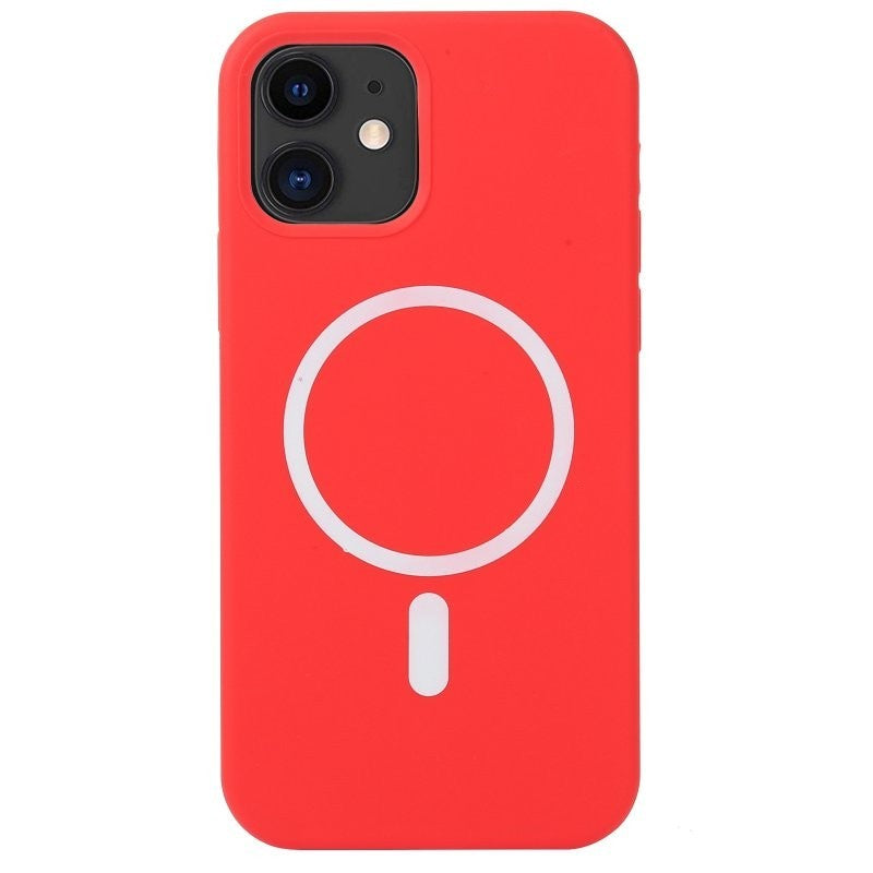 Husa MagSafe liquid large hole magnetic shell pentru Apple iPhone 14 Pro, Full Cover, Liquid Silicone, Magnetica, Incarcare Wireless, Klevo, Rosu