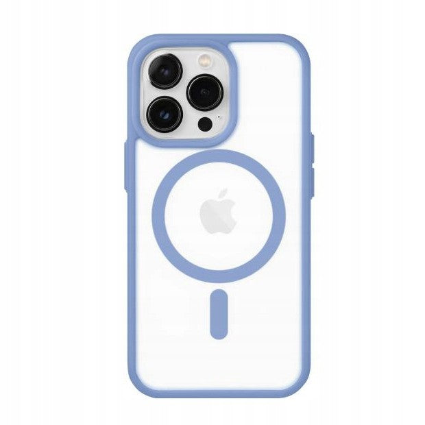 Husa MagSafe pentru Apple iPhone 11, Full Cover, Frosted Acrylic Color Big Hole, Magnetica, Incarcare Wireless, Klevo, Albastru Deschis