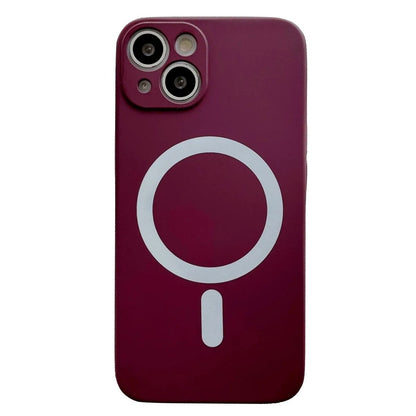 Husa MagSafe pentru Apple iPhone 13 Pro, Silicon, Protectie pentru camera, Magnetica, Incarcare Wireless,  Klevo, Visiniu