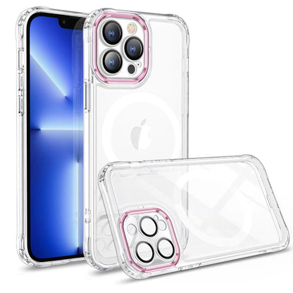 Husa MagSafe Silicone pentru iPhone 12, Klevo, Transparenta, Magnetica, Extra Protectie Camera Roz