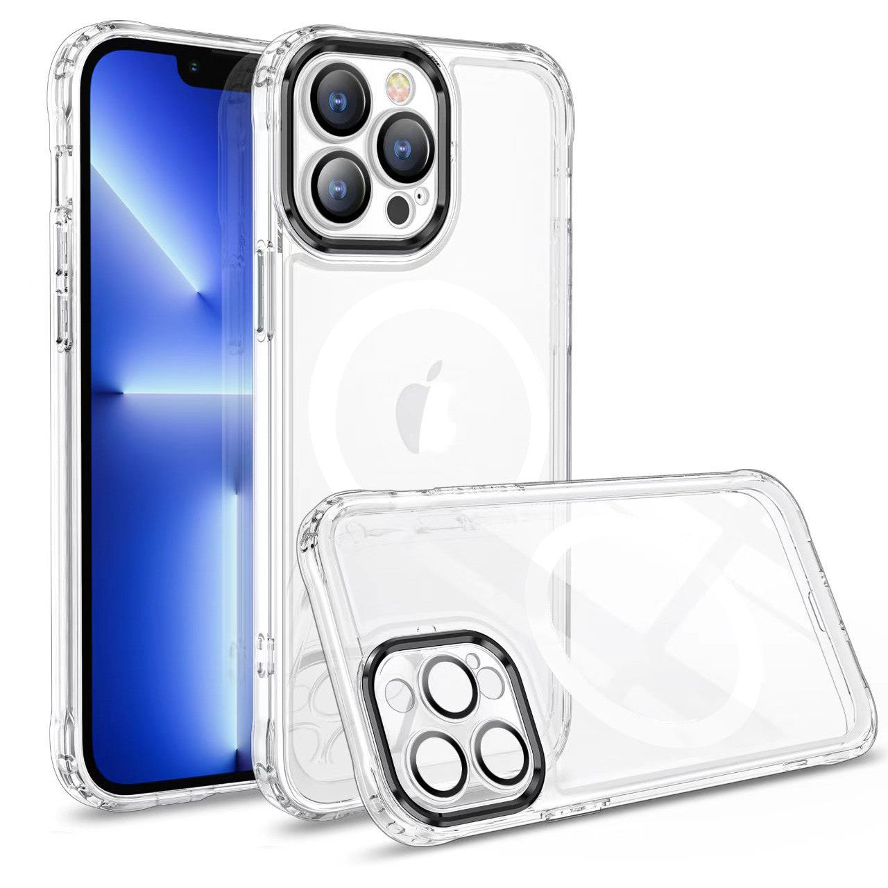 Husa MagSafe Silicone pentru iPhone 13, Klevo, Transparenta, Magnetica, Extra Protectie Camera Negru