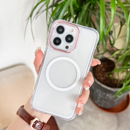 Husa MagSafe Silicone pentru iPhone 13 Pro Max, Klevo, Transparenta, Magnetica, Extra Protectie Camera Roz