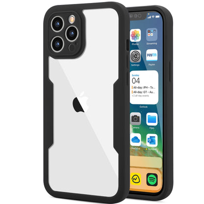 Husa Max Defence pentru iPhone 11 Pro Max 11, Bumper Negru, Fata Dubla Transparenta, Protectie Antisoc Full 360 ( fata, spate, margini ), Klevo