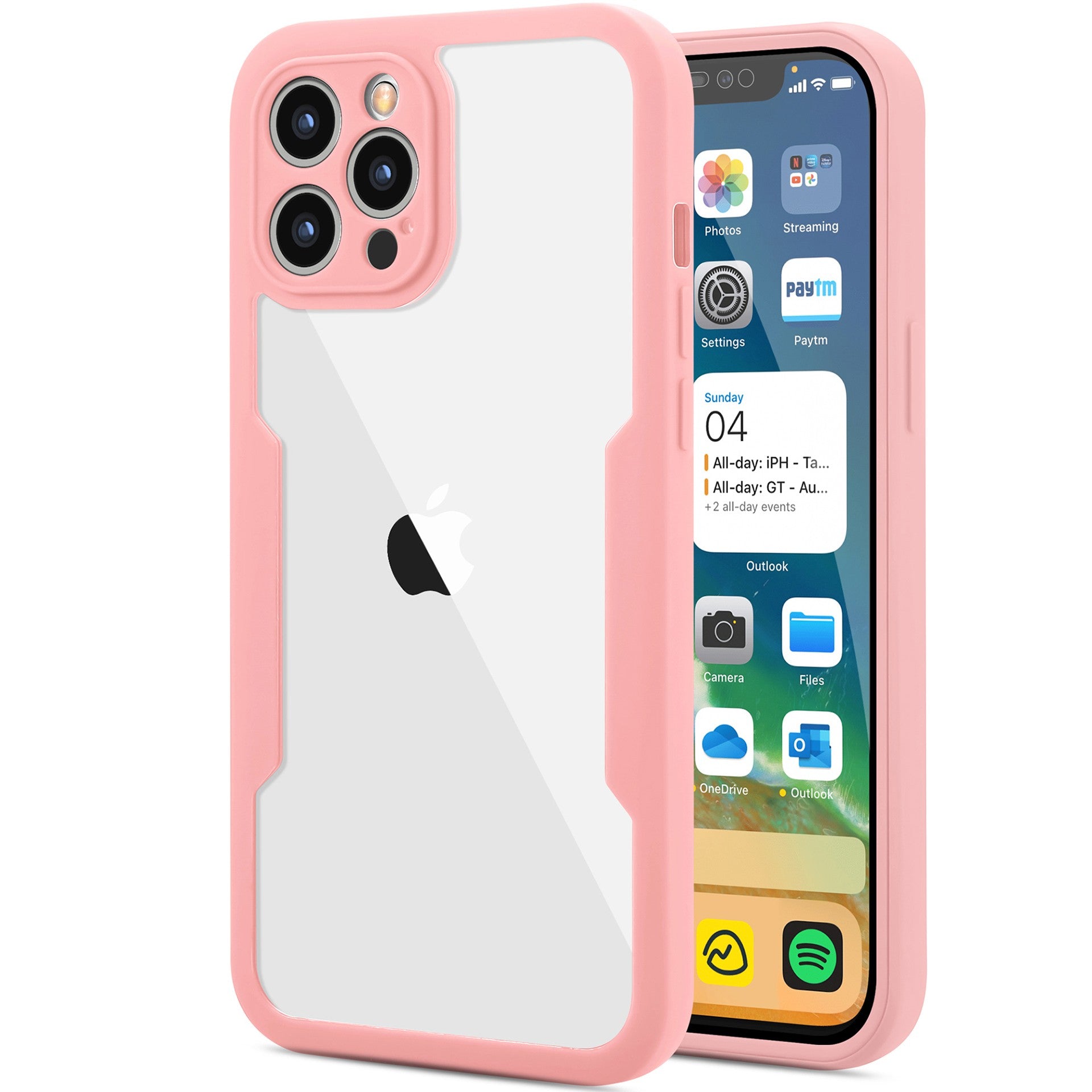 Husa Max Defence pentru iPhone 13 Pro, Bumper Roz, Fata Dubla Transparenta, Protectie Antisoc Full 360 ( fata, spate, margini ), Klevo