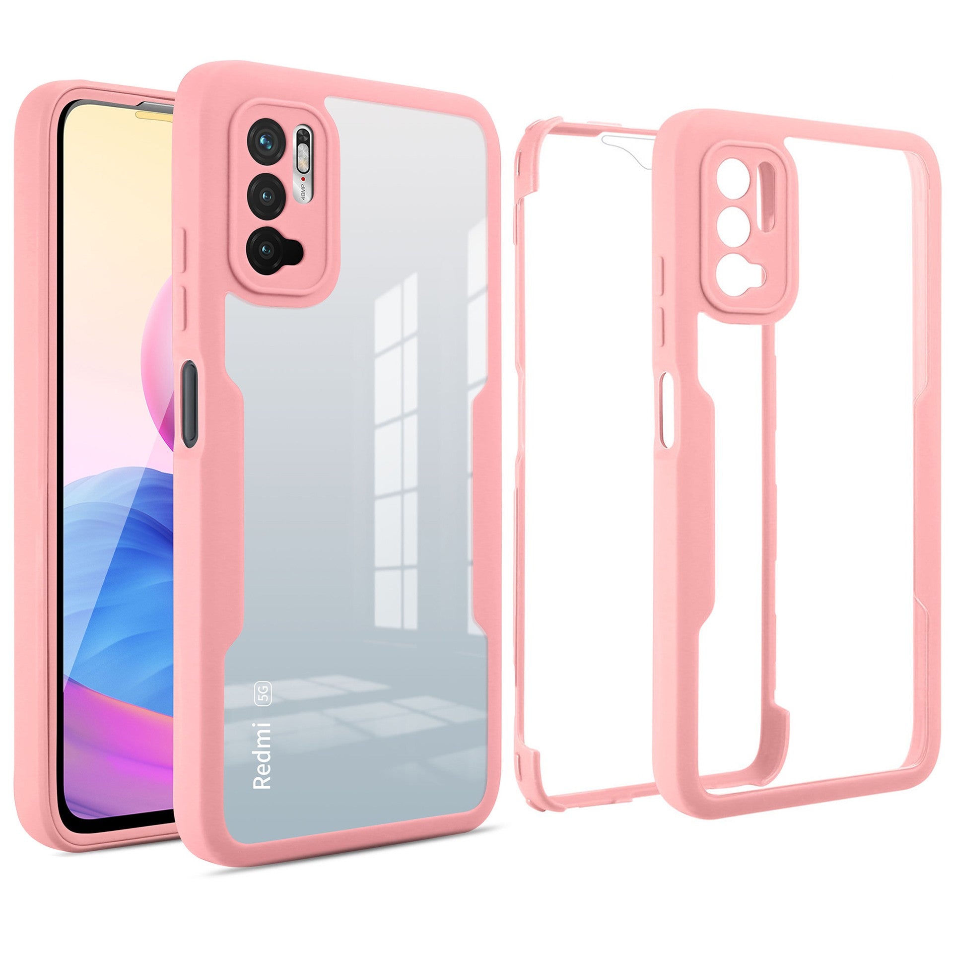 Husa Max Defence pentru Samsung Galaxy S21 FE, Bumper Roz, Fata Dubla Transparenta, Protectie Antisoc Full 360 ( fata, spate, margini ), Klevo