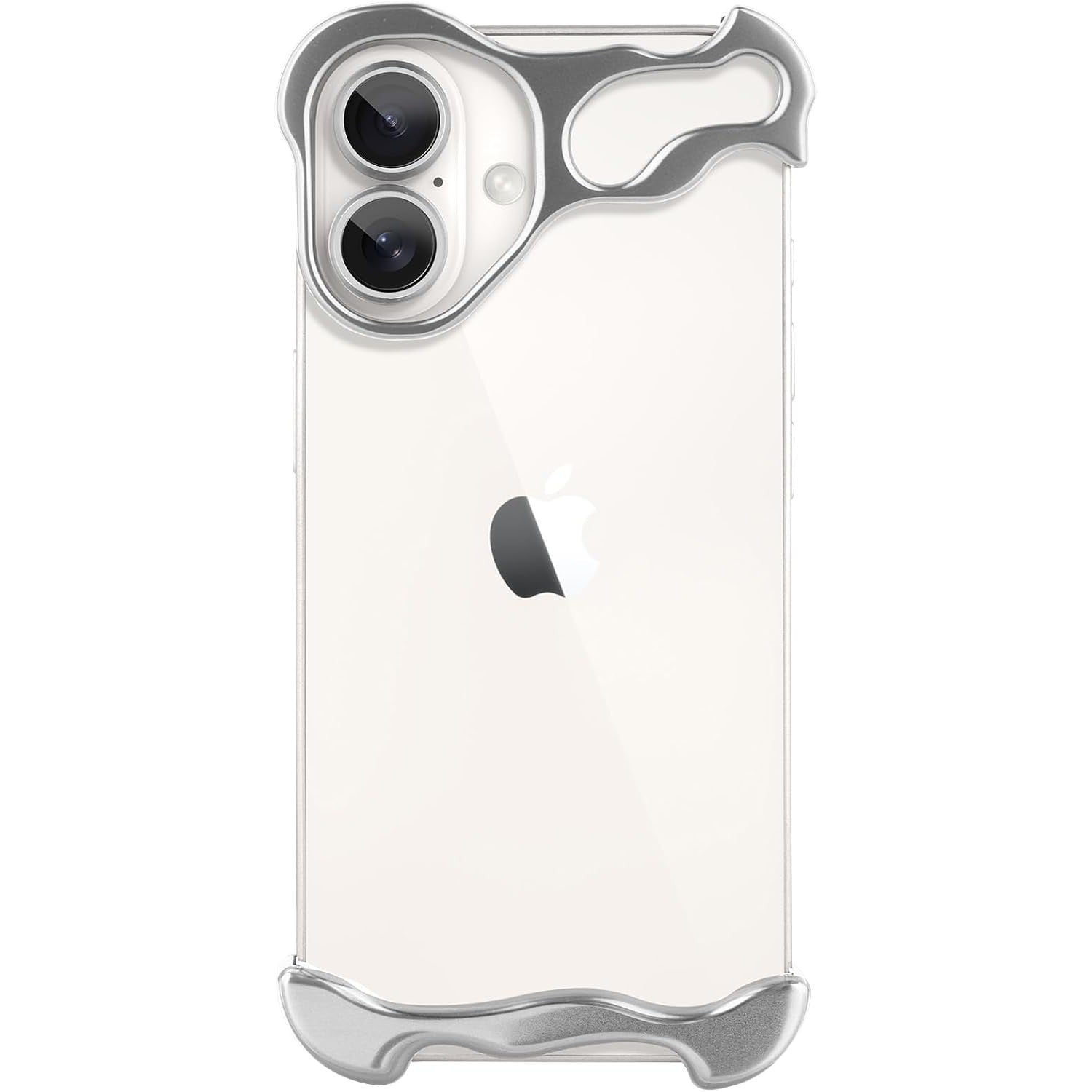 Husa Metalica Compatibila cu iPhone 16 Plus, Klevo, Protectie pentru Colturile Telefonului si Camera, Aliaj, Antisoc, Antizgariere, Argintiu