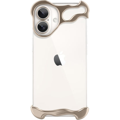 Husa Metalica Compatibila cu iPhone 16 Plus, Klevo, Protectie pentru Colturile Telefonului si Camera, Aliaj, Antisoc, Antizgariere, Auriu