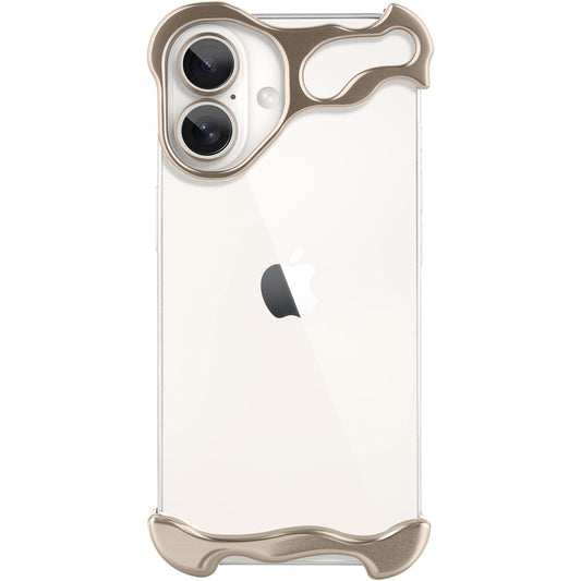 Husa Metalica Compatibila cu iPhone 16 Plus, Klevo, Protectie pentru Colturile Telefonului si Camera, Aliaj, Antisoc, Antizgariere, Auriu