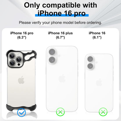 Husa Metalica Compatibila cu iPhone 16 Pro, Klevo, Protectie pentru Colturile Telefonului si Camera, Aliaj, Antisoc, Antizgariere, Negru