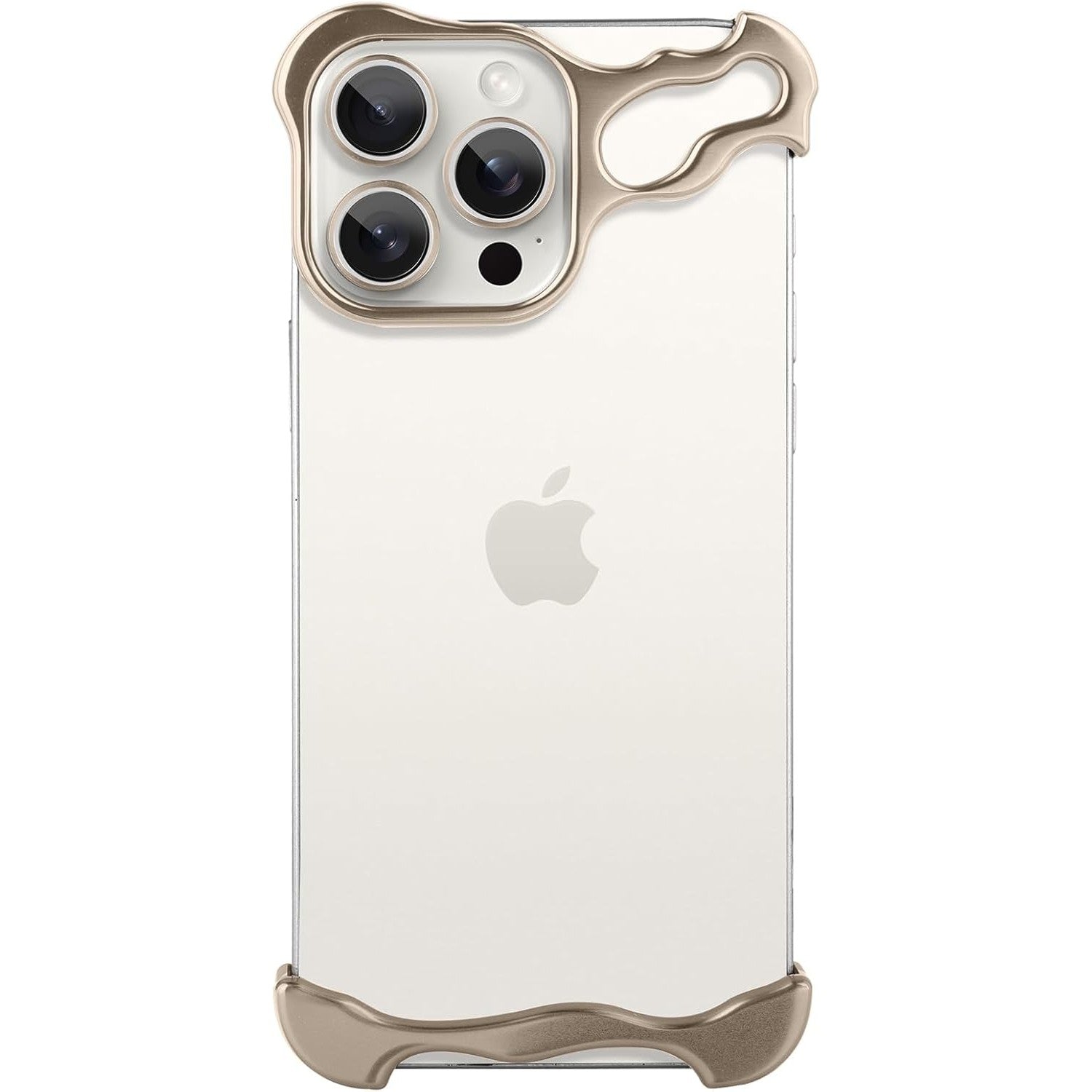 Husa Metalica Compatibila cu iPhone 16 Pro, Klevo, Protectie pentru Colturile Telefonului si Camera, Aliaj, Antisoc, Antizgariere, Auriu