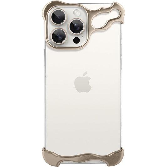 Husa Metalica Compatibila cu iPhone 16 Pro, Klevo, Protectie pentru Colturile Telefonului si Camera, Aliaj, Antisoc, Antizgariere, Auriu