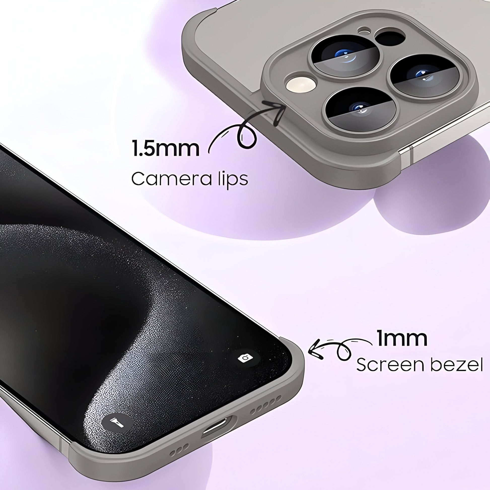 Husa Metalica Edgeless Compatibila cu iPhone 15, Klevo, Protectie pentru Colturi si Camera, Aliaj, Antisoc, Antizgariere, Gri Mat