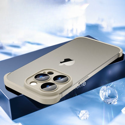 Husa Metalica Edgeless  Compatibila cu iPhone 15 Pro, Klevo, Protectie pentru Colturi si Camera, Aliaj, Antisoc, Antizgariere, Gri Metalizat