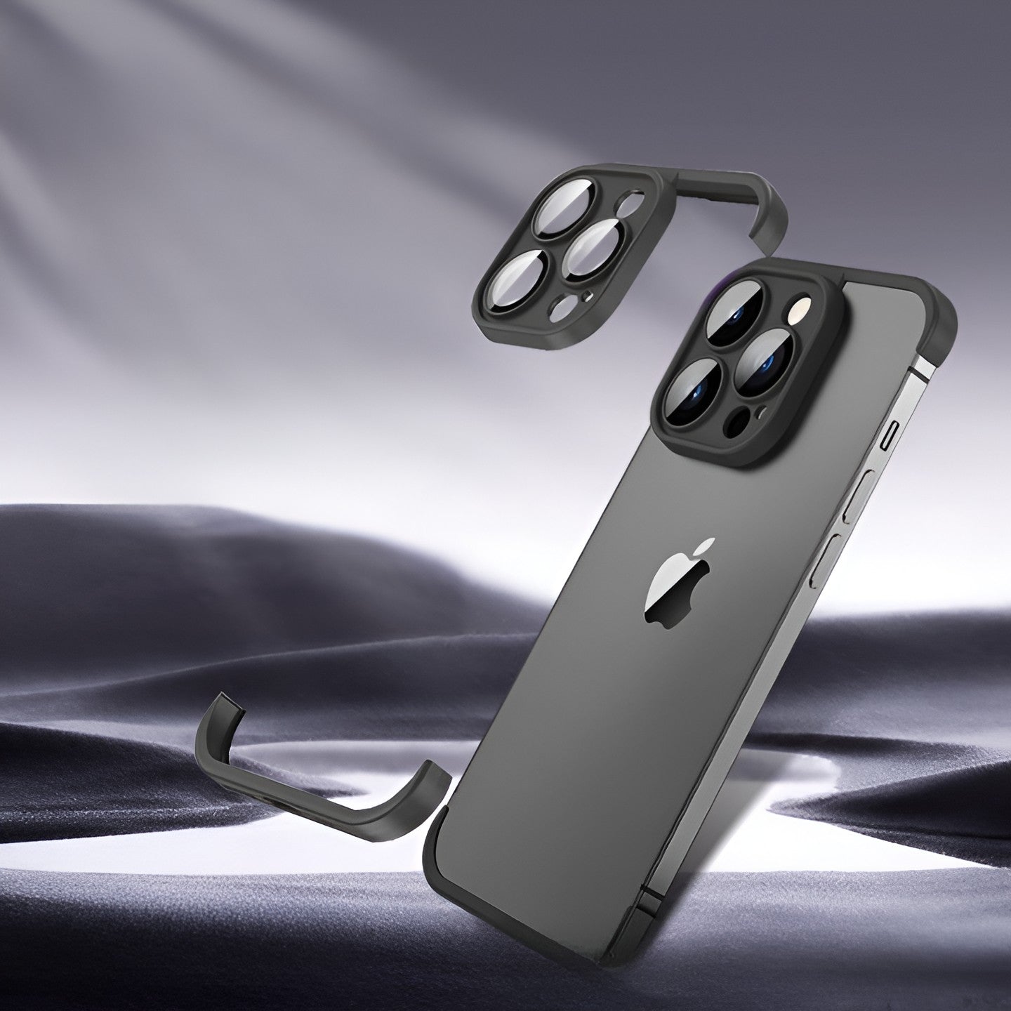 Husa TPU Edgeless Compatibila cu iPhone 15 Pro Max, Klevo, Protectie pentru Colturi si Camera, Aliaj, Antisoc, Antizgariere, Negru Mat