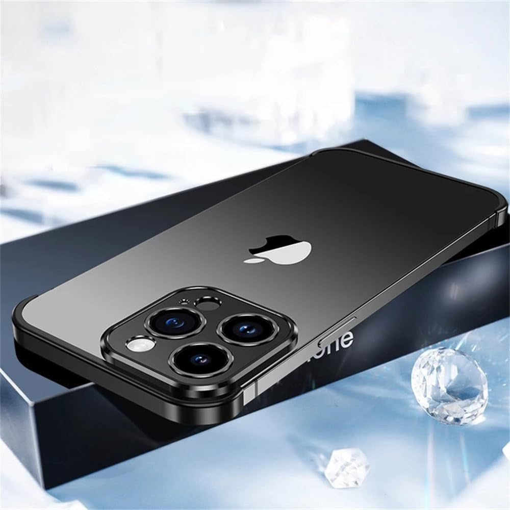 Husa Metalica Edgeless Compatibila cu iPhone 16, Klevo, Protectie pentru Colturi si Camera, Aliaj Aluminiu, Antisoc, Antizgariere, Negru