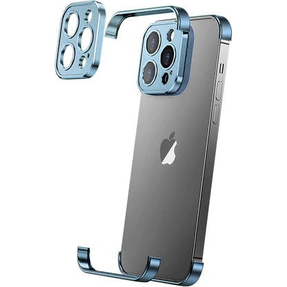 Husa Metalica Edgeless Compatibila cu iPhone 16, Klevo, Protectie pentru Colturi si Camera, Aliaj Aluminiu, Antisoc, Antizgariere, Albastru