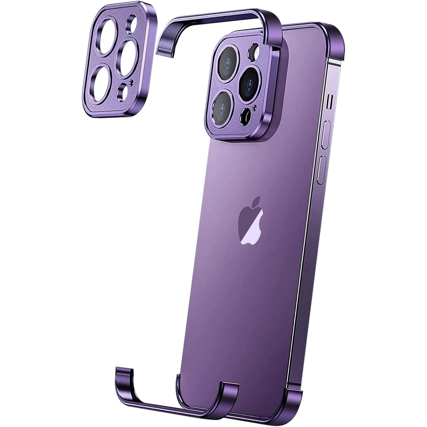 Husa Metalica Edgeless Compatibila cu iPhone 16 Plus, Klevo, Protectie pentru Colturi si Camera, Aliaj Aluminiu, Antisoc, Antizgariere, Mov