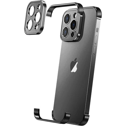 Husa Metalica Edgeless Compatibila cu iPhone 16 Pro, Klevo, Protectie pentru Colturi si Camera, Aliaj Aluminiu, Antisoc, Antizgariere, Negru