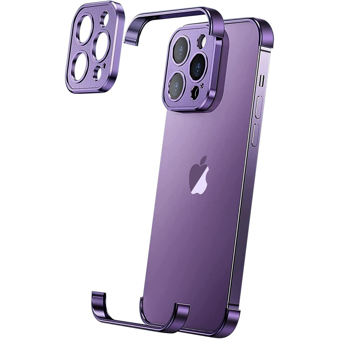 Husa Metalica Edgeless Compatibila cu iPhone 16 Pro Max, Klevo, Protectie pentru Colturi si Camera, Aliaj Aluminiu, Antisoc, Antizgariere, Mov