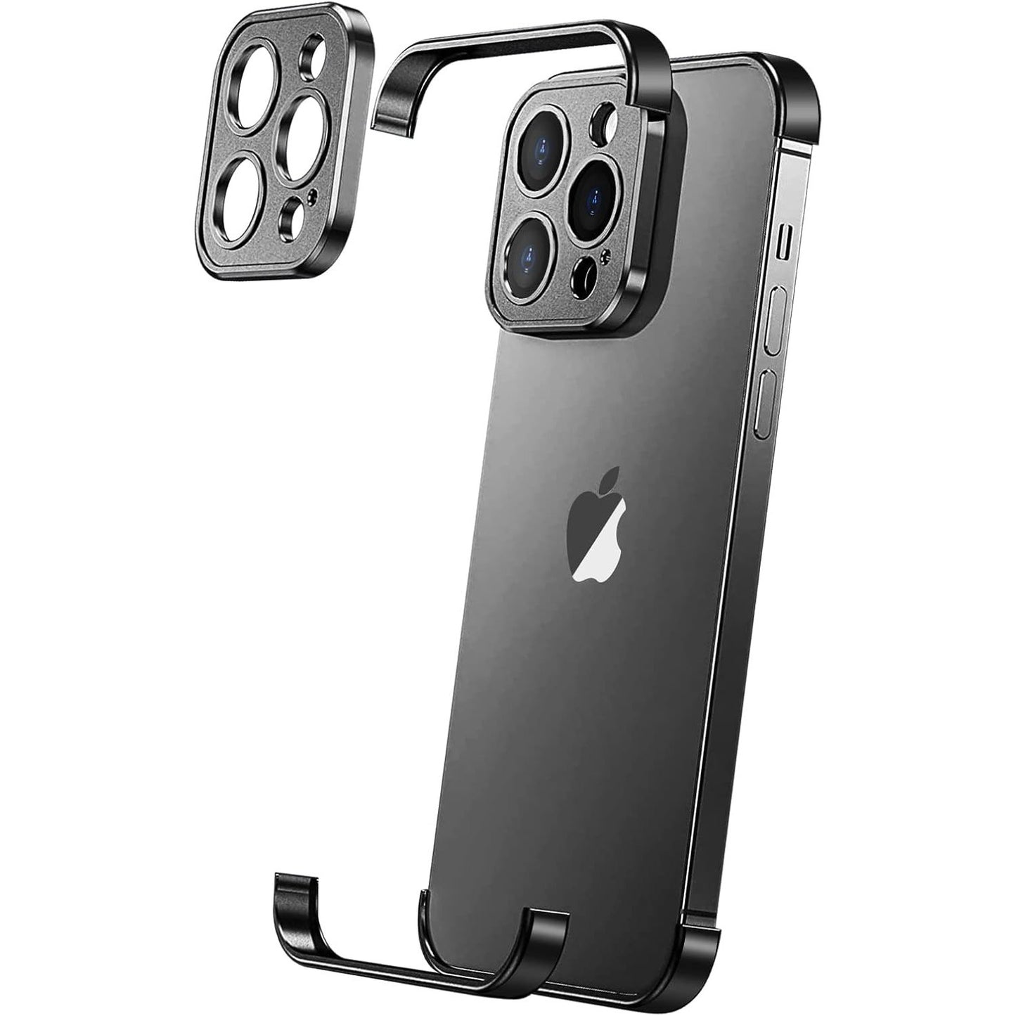 Husa Metalica Edgeless Compatibila cu iPhone 16 Pro Max, Klevo, Protectie pentru Colturi si Camera, Aliaj Aluminiu, Antisoc, Antizgariere, Negru
