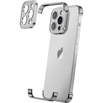 Husa Metalica Edgeless Compatibila cu iPhone 16 Pro Max, Klevo, Protectie pentru Colturi si Camera, Aliaj Aluminiu, Antisoc, Antizgariere, Argintiu Titan