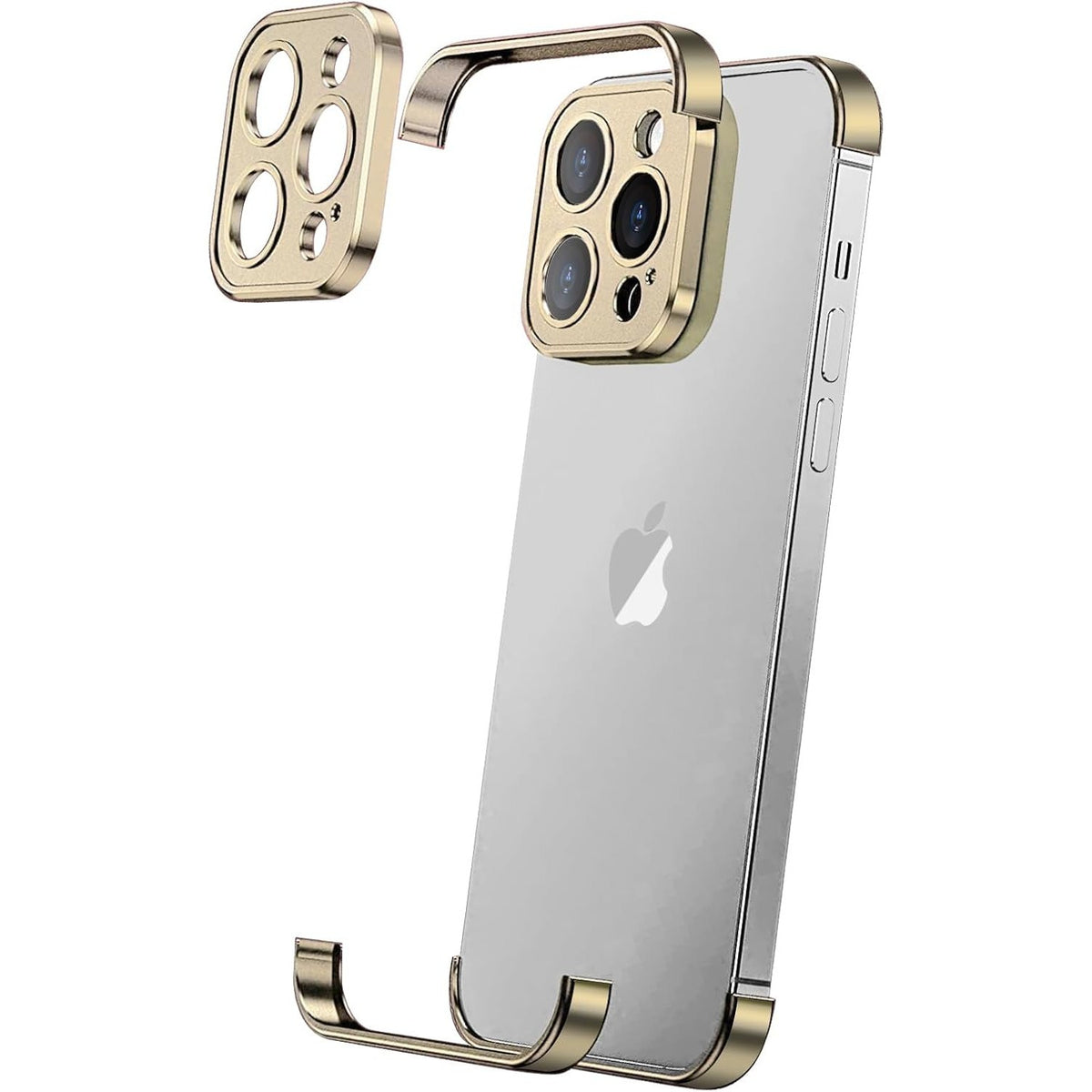 Husa Metalica Edgeless Compatibila cu iPhone 16 Pro Max, Klevo, Protectie pentru Colturi si Camera, Aliaj Aluminiu, Antisoc, Antizgariere, Auriu