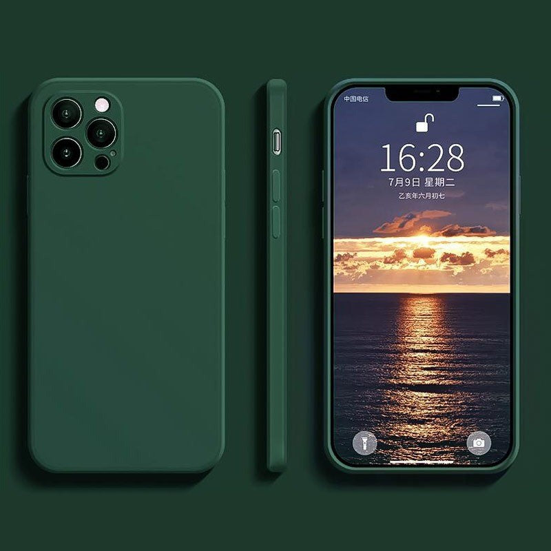 Husa pentru Apple iPhone 14 Klevo, Liquid Silicone, cu Microfibra pe interior, Protectie Antisoc, Dark Green, Verde inchis