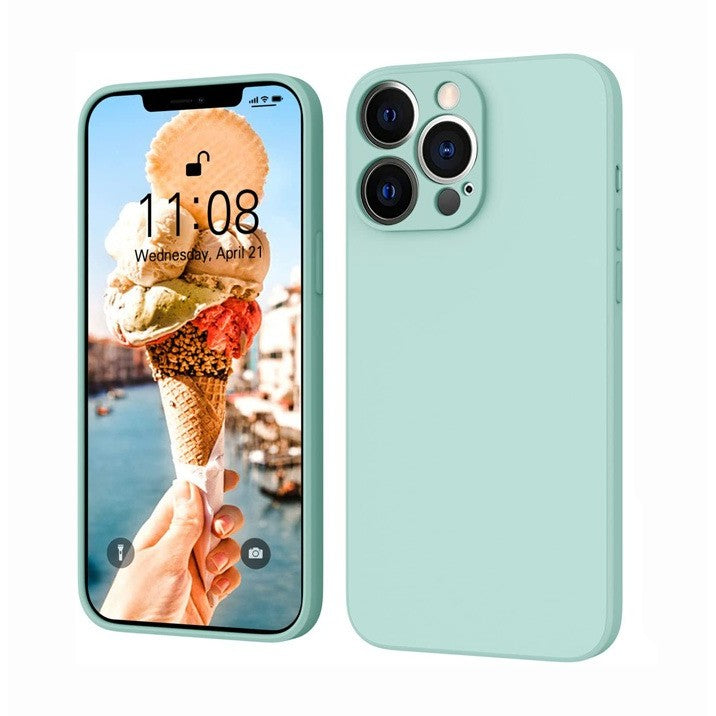 Husa pentru Apple iPhone 14 Klevo, Liquid Silicone, cu Microfibra pe interior, Protectie Antisoc, Light Cyan